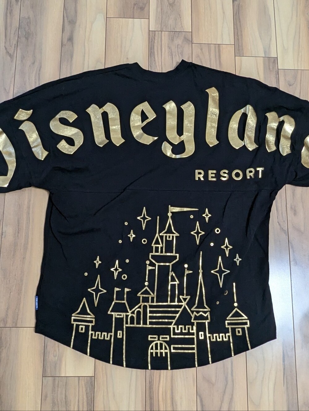 EUC! Disneyland Sleeping Beauty's Castle Spirit Jersey In Black And Gold Size L
